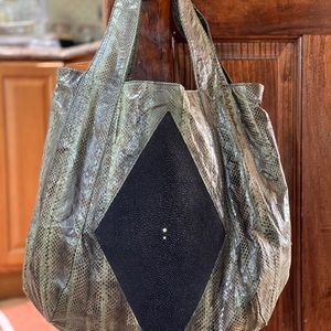 Beirn Jenna water snake tote North-South Hobo bag